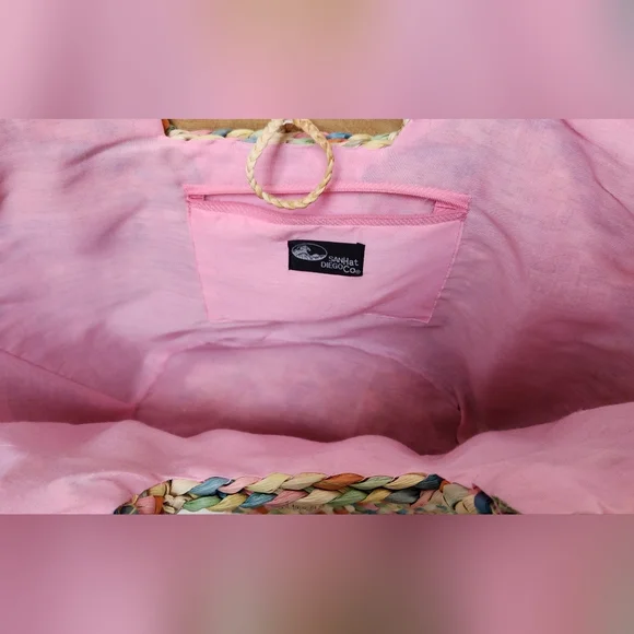 Large Colorful Straw Beach Bag Tote - Picture 8 of 9